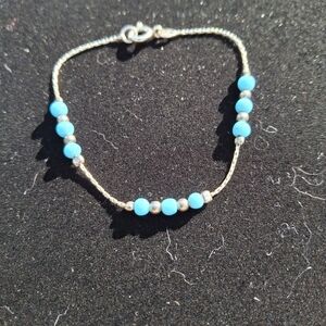 Sterling Silver and Blue Beaded Bracelet